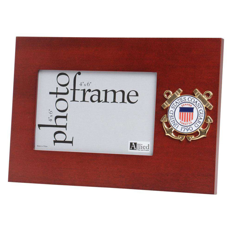 Kaiya Brown Wood Beveled Picture Frame with Mat, U.S. Coast Guard