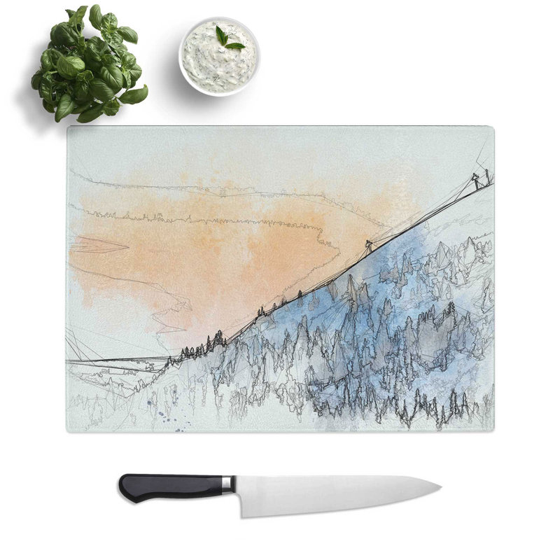 Tempered Glass Hills of Trysil Norway Chopping Board, 28.5 cm x 39 cm
