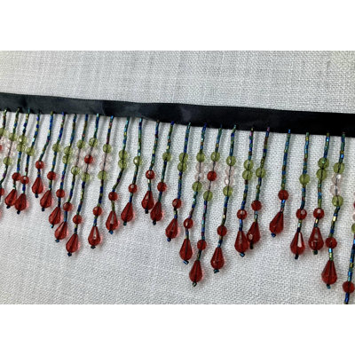 Lucite Crystal Beaded Fringe Fabric