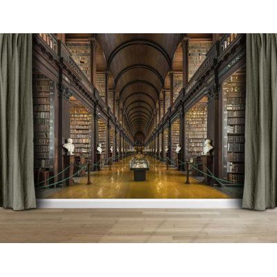Grand Vintage Library Bookshelf Architecture Wall Mural for Home Decor