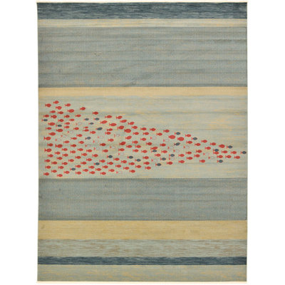 Tapis bleu / rouge / beige Abrigail