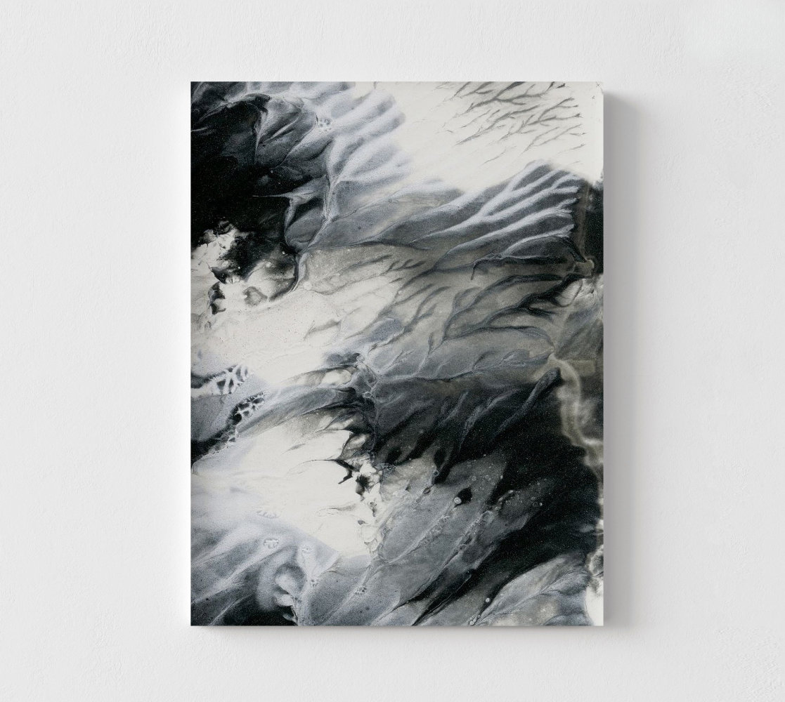 Gray And Black Abstract Print, Framed...