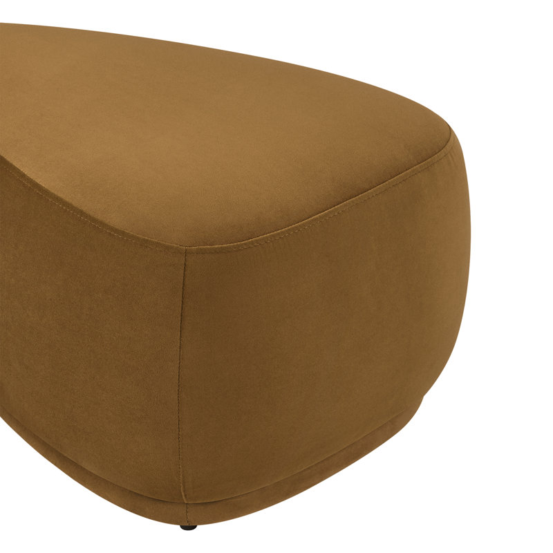 Adna 26.5'' Triangular Upholstered Ottoman, Soren Ochre Performance Velvet