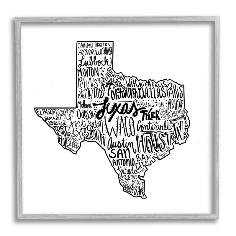 «Texas State Typographie», estampe numérique texturée par le samedi soir, H 24 po x l 24 po x P 1,5 po