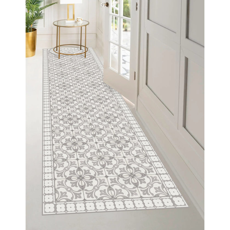 Emitt Vinyl Machine Printed Area Rug, Rectangle 2'2" x 8'2.4"