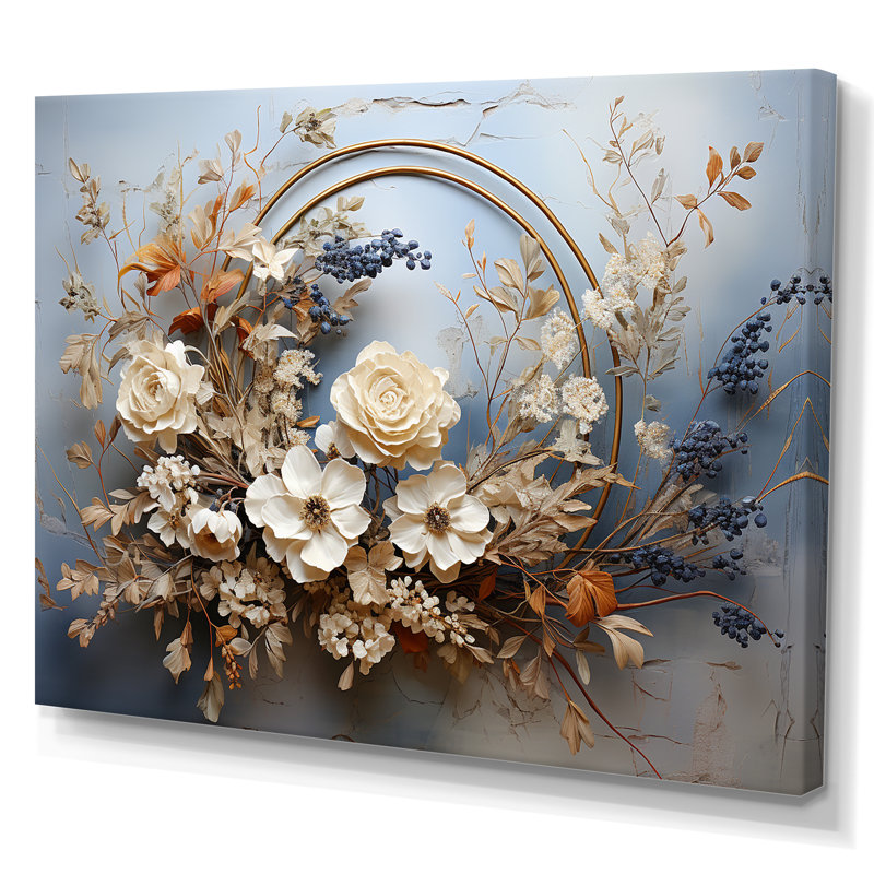 Farmhouse Wreath Still Life - Art mural couronne, H 30 po x l 40 po x P 1,5 po, Toile tendue