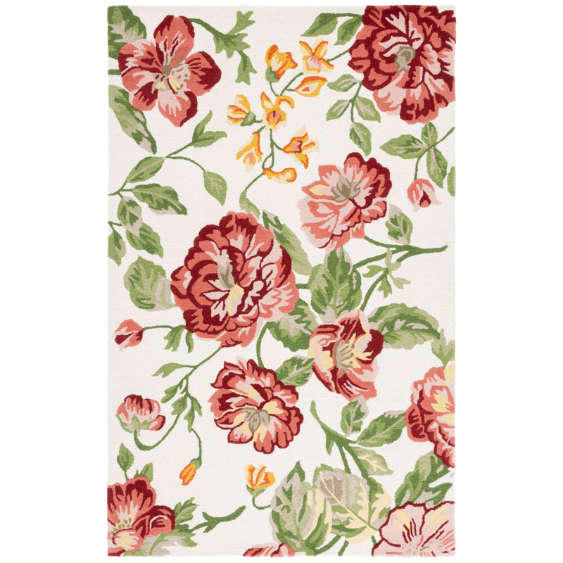 Tapis floral en laine touffeté à la main Jardin 275, Rectangle de 5 pi x 8 pi