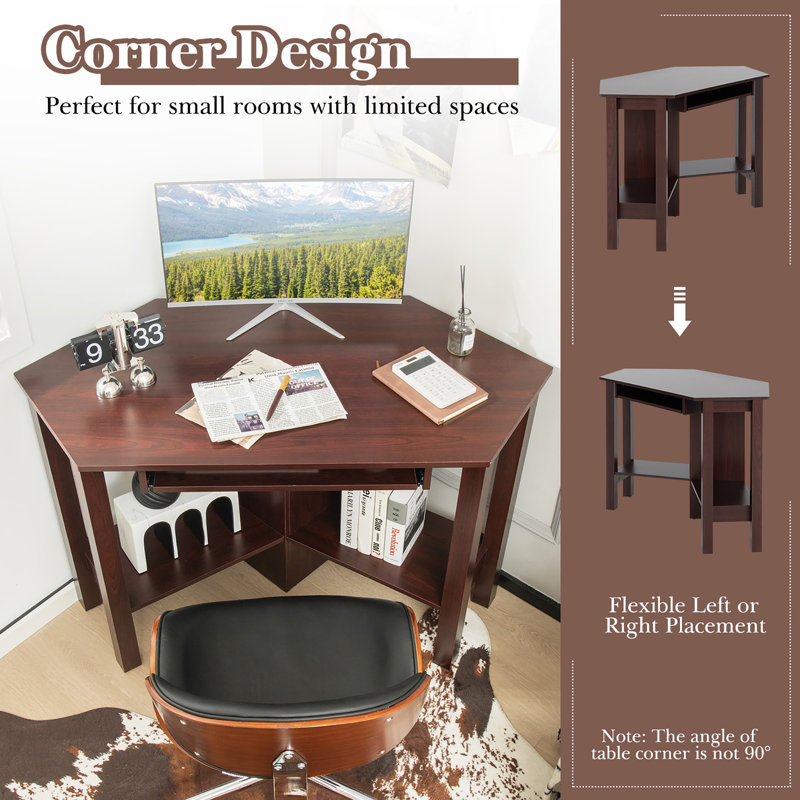 Carnesville Corner Computer Desk, Brown