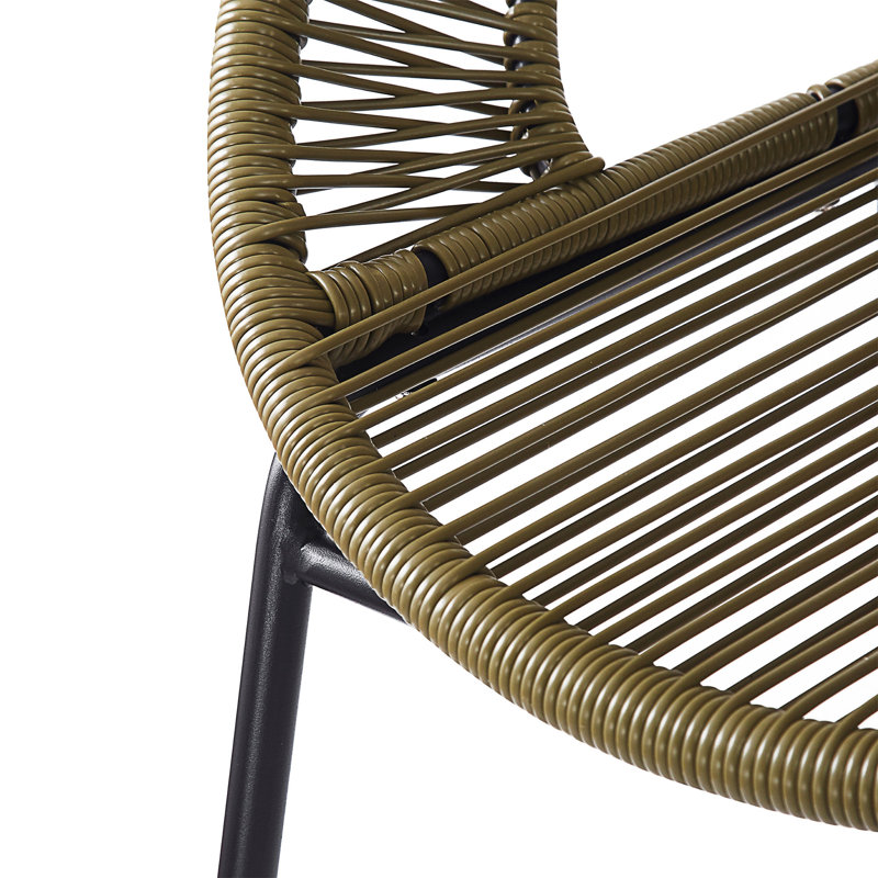 Ferrara Outdoor Patio Faux Wicker Barstool, Set Of 2, Green