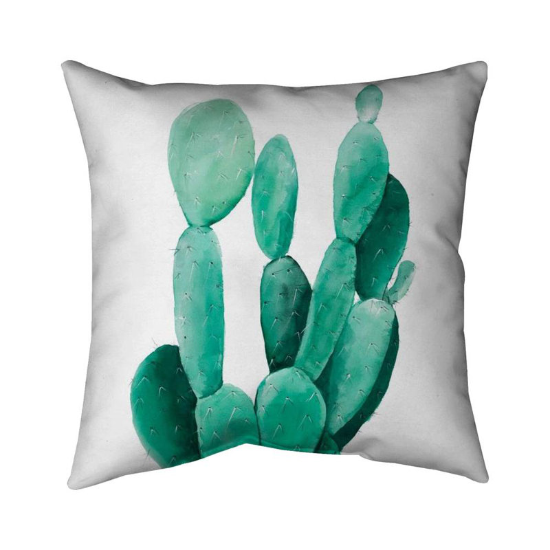 Watercolor paddle cactus - 26"x26" Throw pillow cover - Poly twill - Print on demand, 26" x 26"