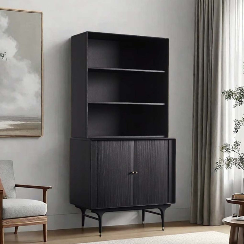 Black Large Capacity Storage Cabinet Bookcase