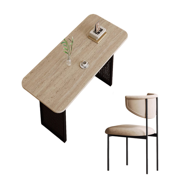 Pupitre beige avec pieds en métal noir, H 29,52 po x l 47,24 po x P 23,62 po