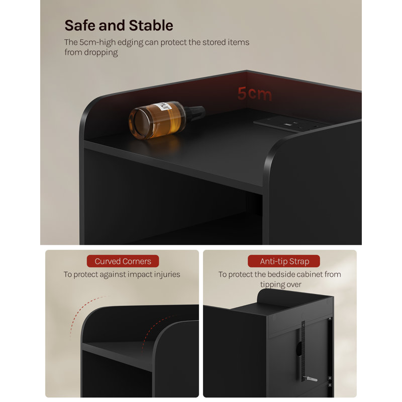 Chemika 40cm W Manufactured Wood Bedside Table