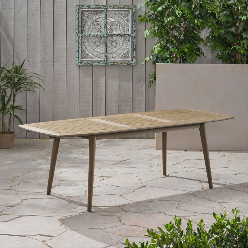 Table de salle à manger d'extérieur extensible en bois d'acacia, gris, Gris