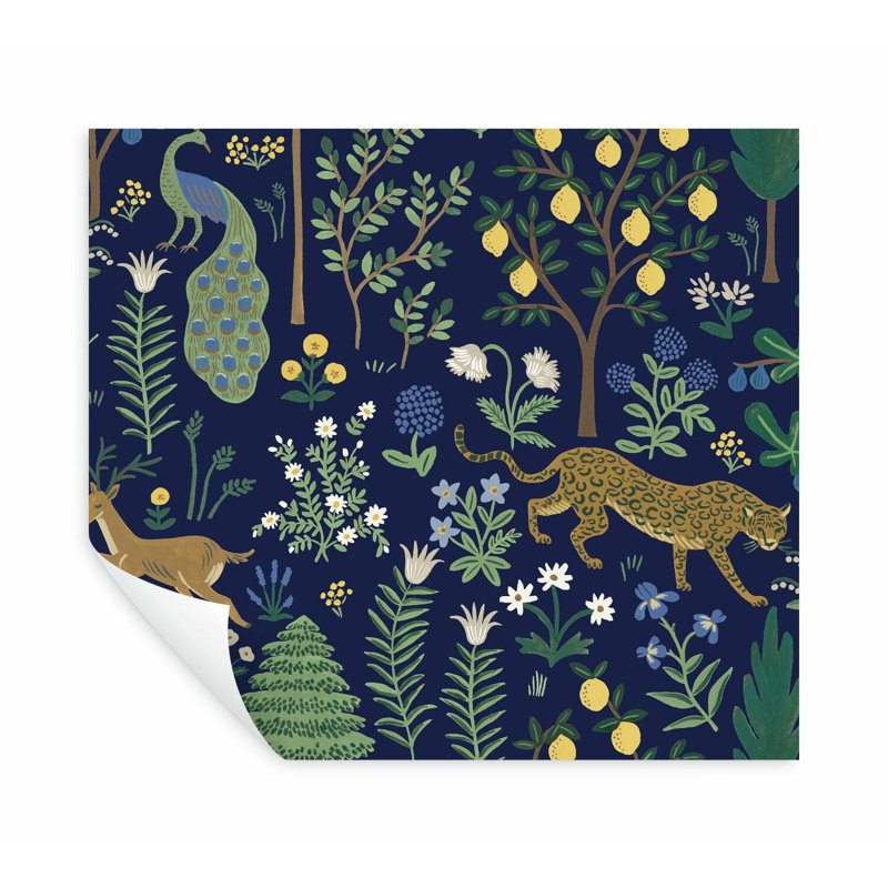 Menagerie 20' L x 27" W Peel and Stick Wallpaper Roll, Blue