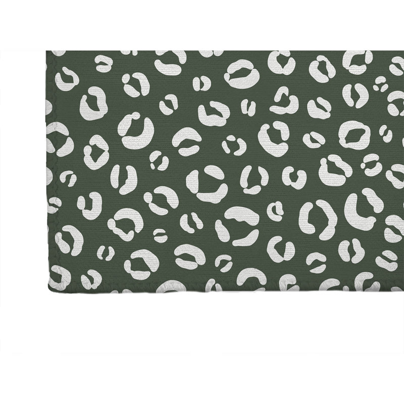 Leopard Play Decorative Lightweight Office Mat, 3' W x 2' L, Chimichurri
