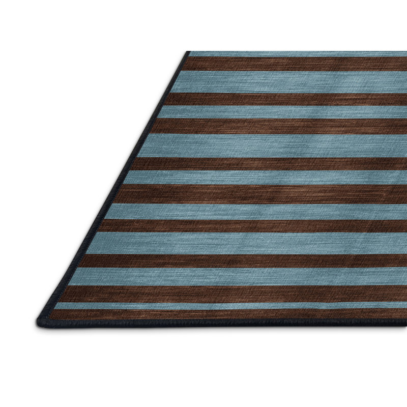 Tapis noir à rayures horizontales lavable à la machine, Tapis de couloir 2 pi x 4 pi