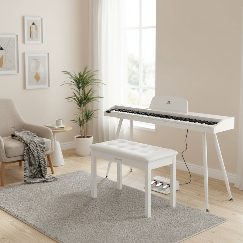Jeu de musique électrique avec banc, Blanc