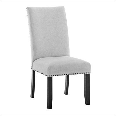 Modern Look 2pc Light Gray Finish Side Chair Fabric Full Back Upholstered Seat Nailhead Trim Accent Dining Room Wooden Furniture