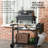 Grill Cart With Foldable Side Table, 46" X 21.75" Multifunctional Stainless Steel Pizza Oven Stand With Three-Shelf, Movable Food Prep Table On Wheels