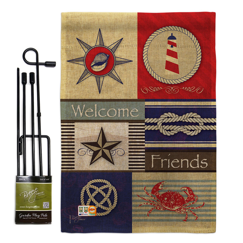 Kisner Double Sided 18.5'' H x 13'' W Burlap Flag Set