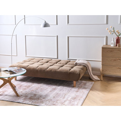 Sofa Bed 3 Seater RISOR Fabric Golden Brown