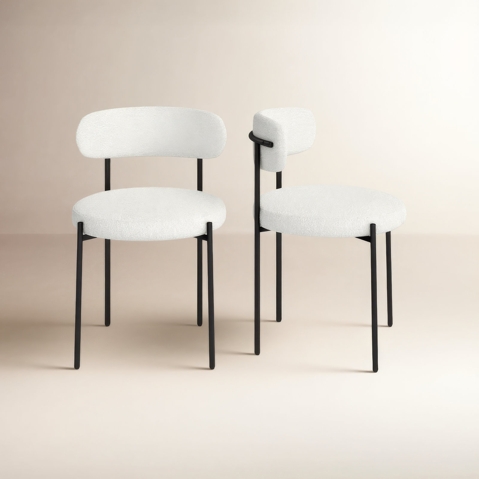 Sherwood Side Chair, Cream Boucle, Matte Black