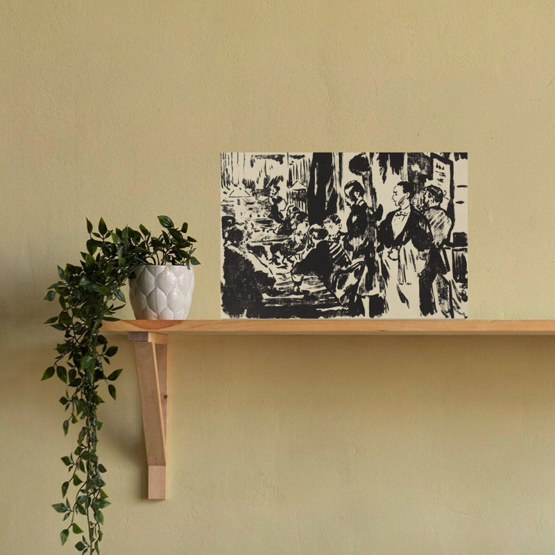 Au Café, 1874 - Estampe murale abstraite représentant une architecture contemporaine urbaine, H 16 po x l 24 po