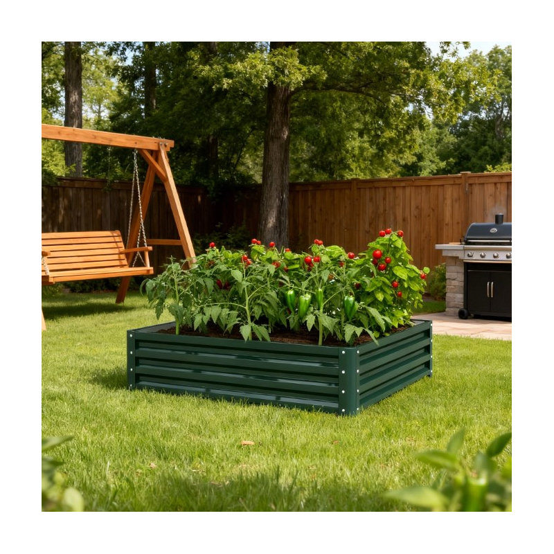 Metal Planter Box,Galvanized Raised Garden Bed,For Growing Vegetables, Flowers, Herbs, Succulents, 1, Green