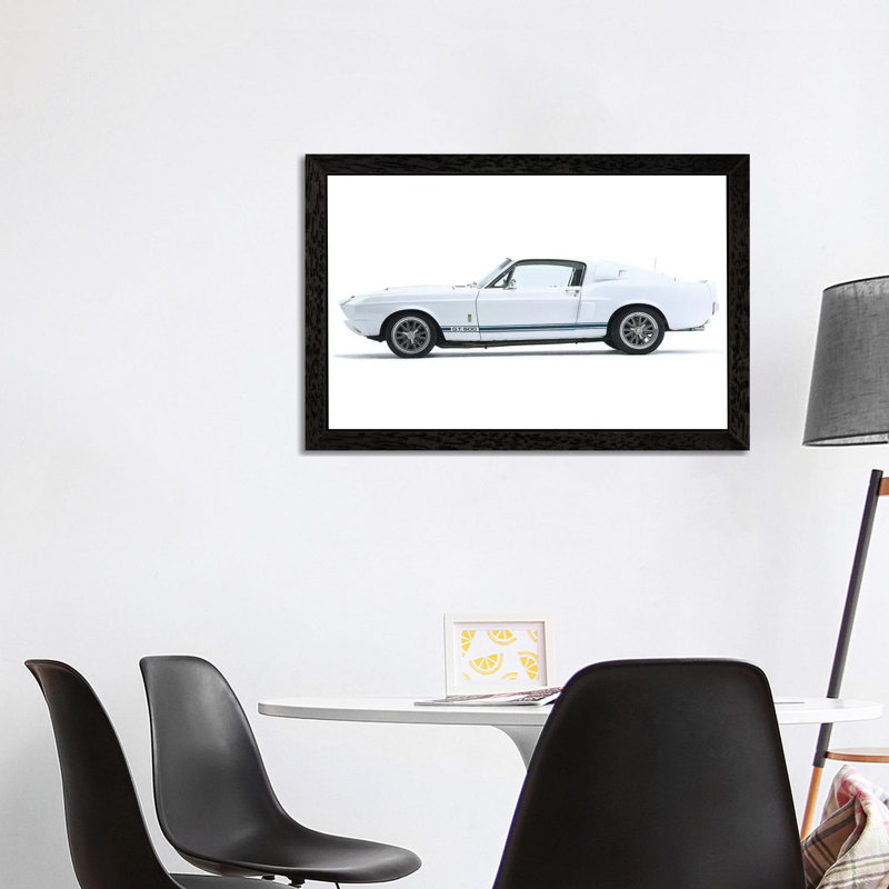 Shelby Mustang GT500, 1967 - Print on Canvas, 101.6 cm H x 66.04 cm W, Black Floater Framed