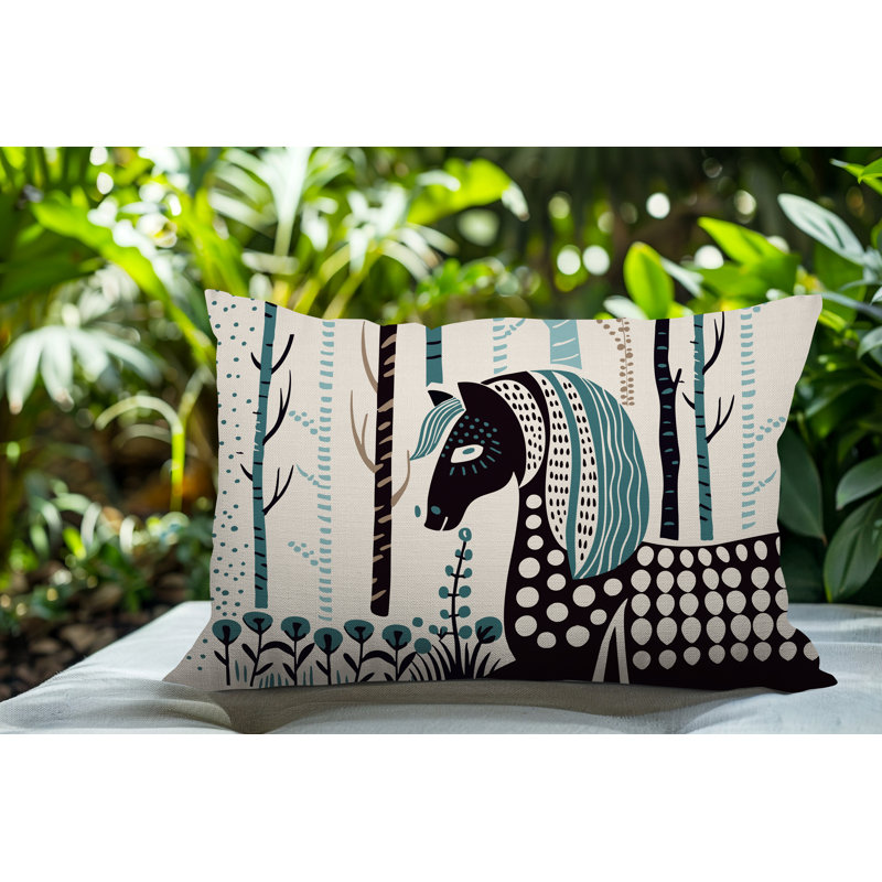 Coussin lombaire réversible intérieur / extérieur niko Horse, Émeraude, Rectangle H 14 po x l 20 po