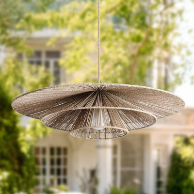 Luminaire suspendu d'extérieur en rotin Sammie