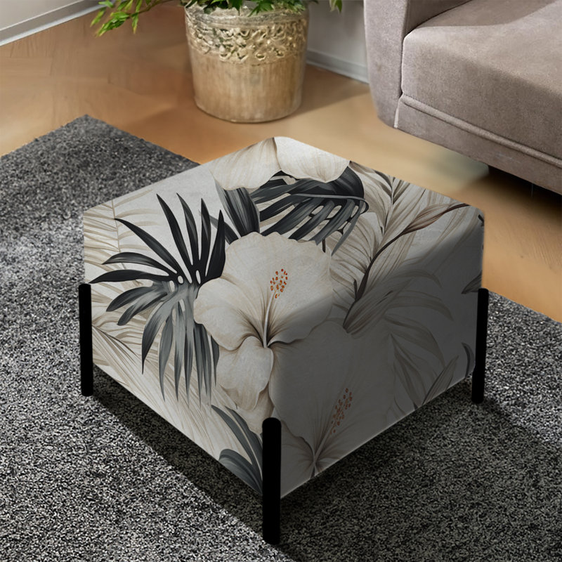 Neutre Zen Tropical Motif II - repose-pieds carré tropical