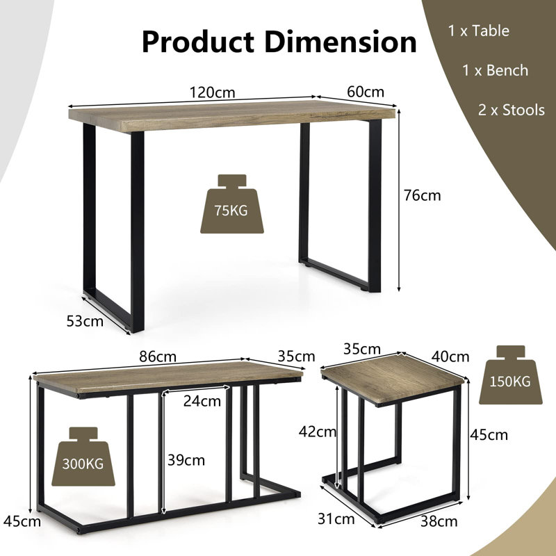 Maximilien 4 - Person Dining Set