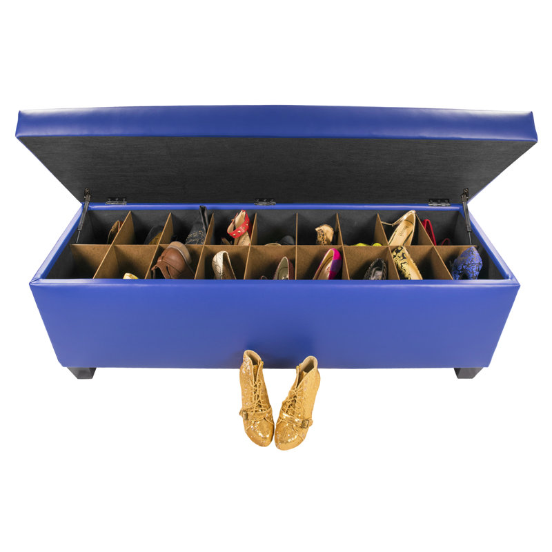 Banc de rangement pour chaussures 36 paire Kenyon, Bleu / blanc