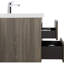 Meuble-lavabo mural 24 po gris cendré, lavabo mural en résine blanc brillant, tiroirs à fermeture en douceur, protection contre l'eau