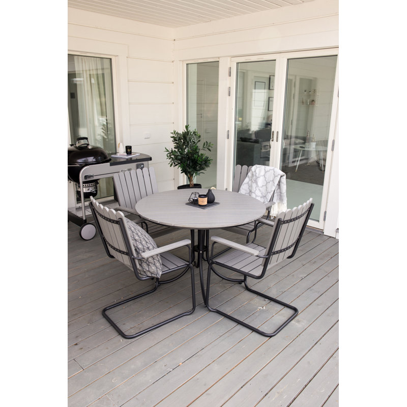 Bjarne 4 - Person Patio Dining Set with Round Table, Grey/Black