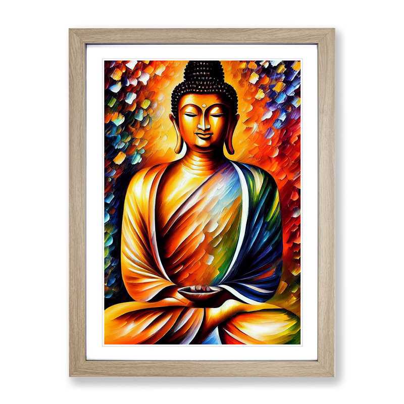 View Of Buddha No.5 - Wall Art, 66cm H x 48cm W, Oak Picture Frame, White