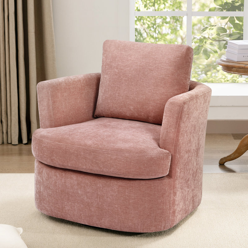 Jocqueline 32.3'' Wide Swivel Barrel Chair, Pink