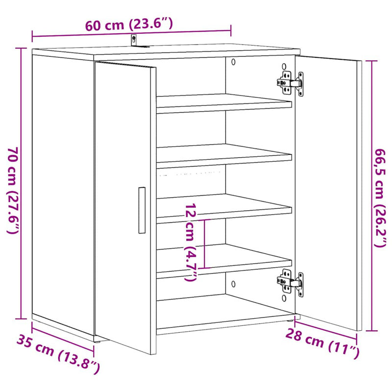 Shoe Cabinet 60x35x70 cm Engineered Wood, Reclaimed Wood