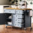 Blue Grey 52'' Drop Leaf Kitchen Island. Generous Storage With 2 Cabinet Doors, 5 Drawers, Towel And Spice . Adjustable Shelf. Mobile On Wheels, Lockable. Oak Veneer. Classic Delight Plentiful-837733227
