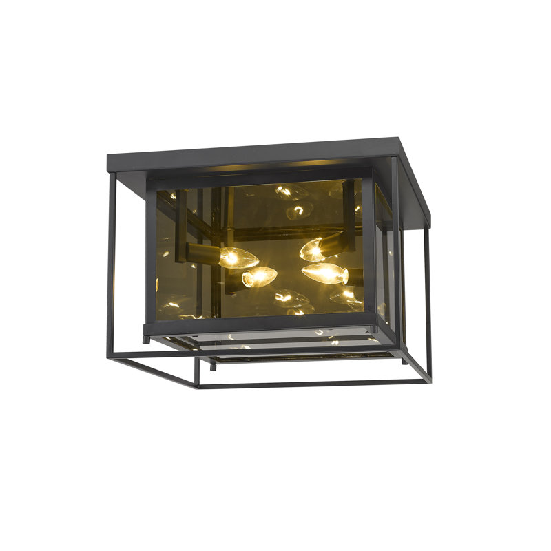 Plafonnier carré à 4 lumières avec lanterne 16 po