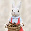 Statue de jardin de lapin avec panier à fleurs