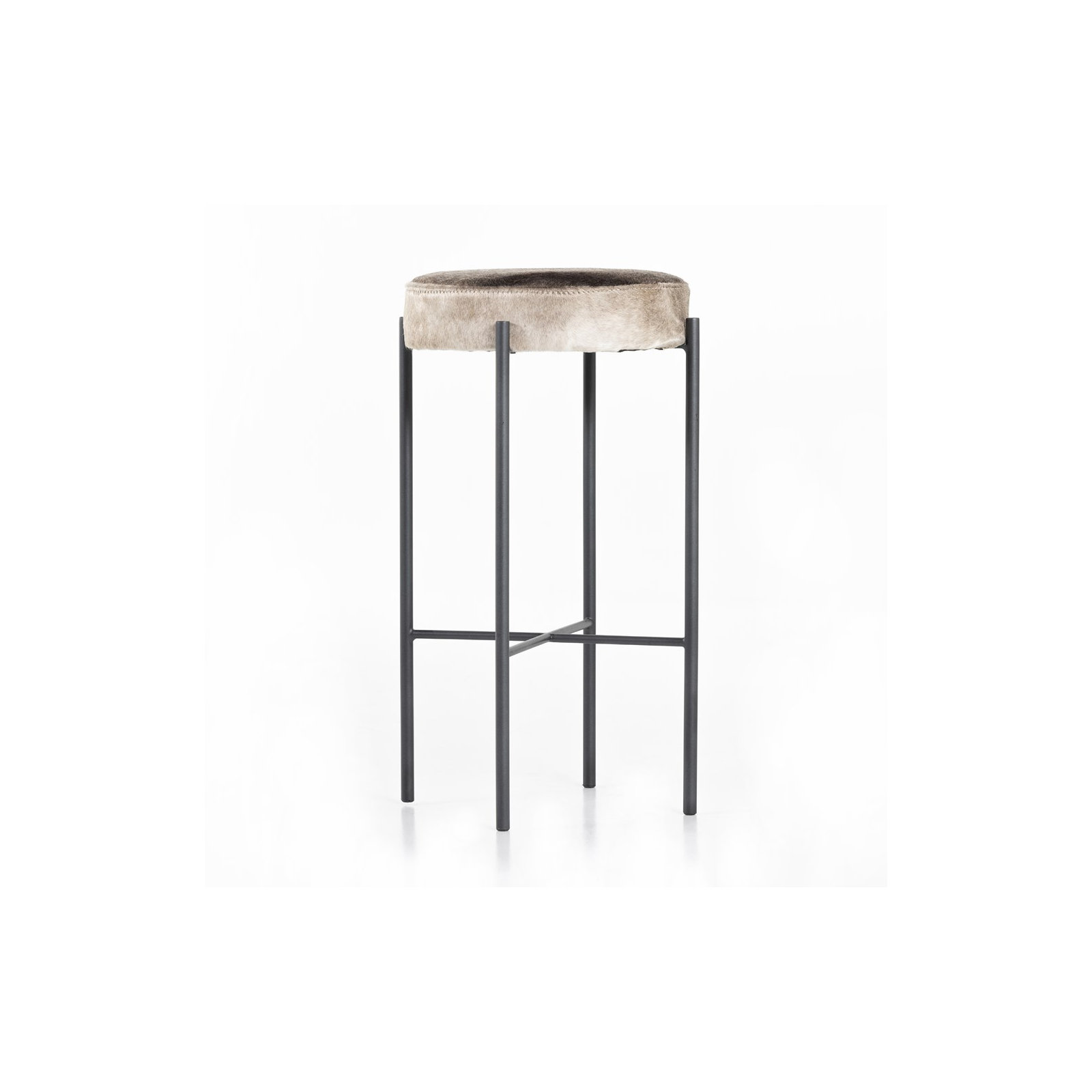 Eugenia Upholstered Bar & Counter Stool with Metal Frame, Counter Stool (26" Seat Height), Speckled Hide - Brown