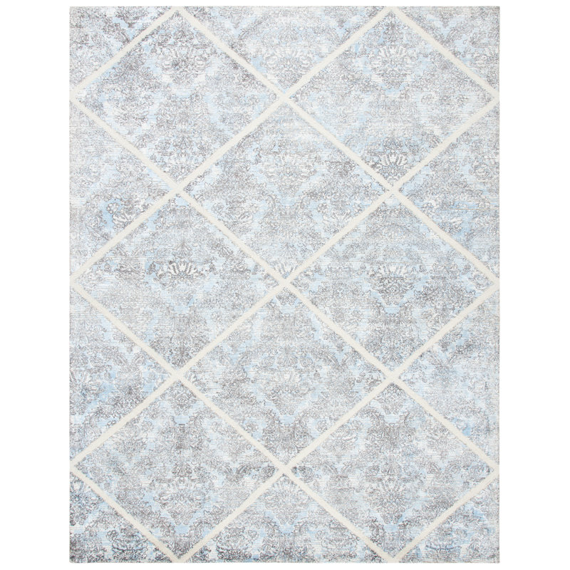 Anyce 600 Hand Tufted Wool/Viscose Geometric Rug in Ivory, Rectangle 9' x 12'