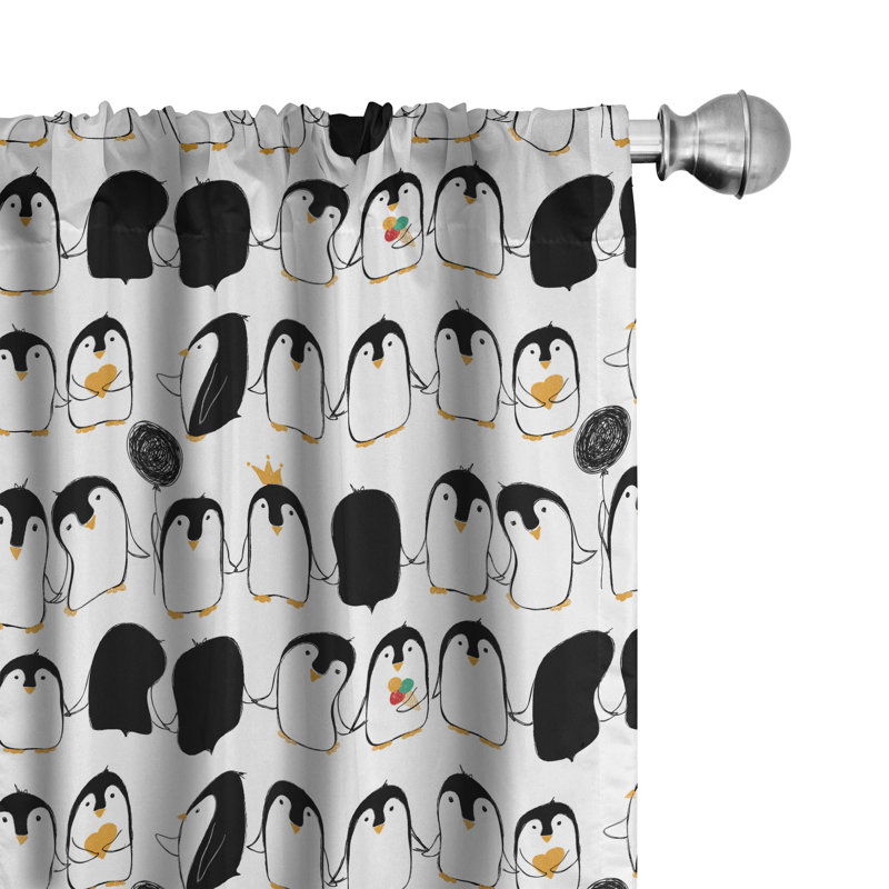 Penguins Semi-Sheer Rod Pocket Curtain Panels, 28" x 84"