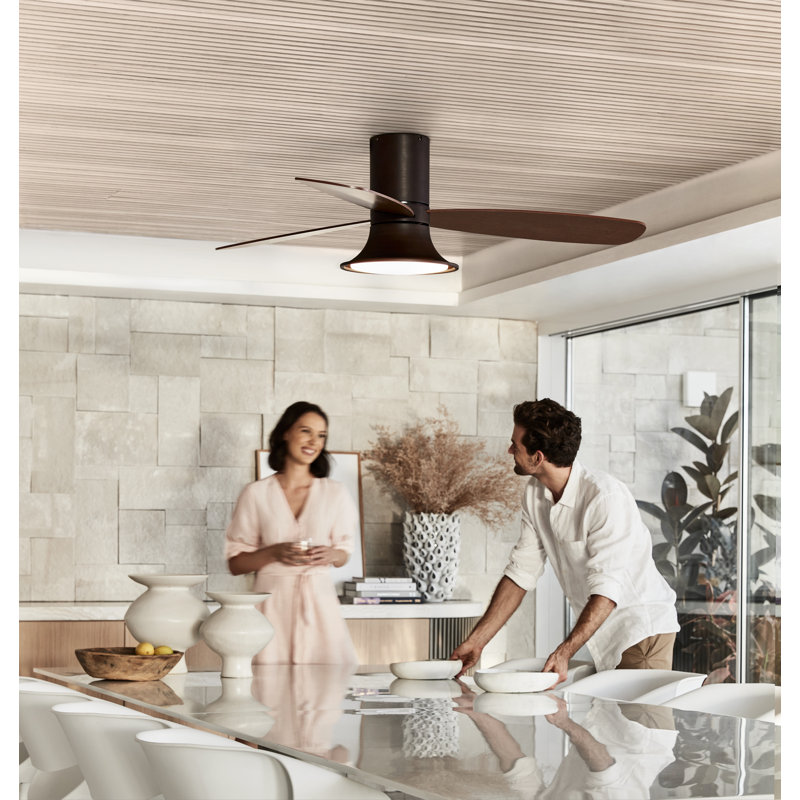 Flusso 52in 3-Blades Indoor/Outdoor Ceiling Fan with Remote Control and Light, Bronze