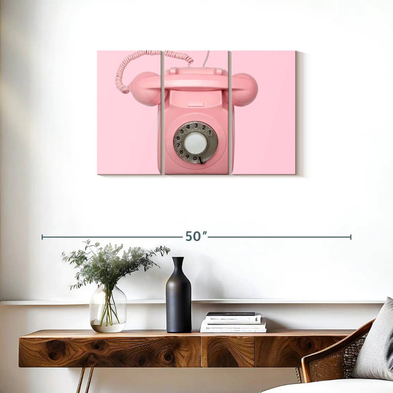 Kerner Pink Rotary Telephone, 20" H x 33" W