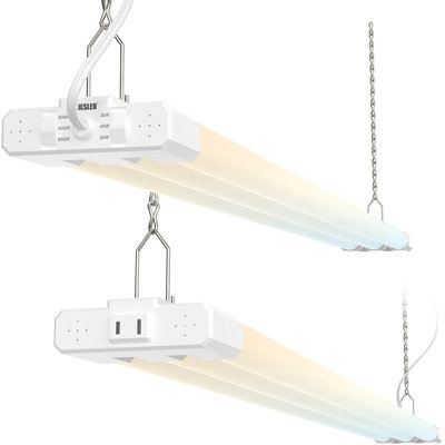  4ft Led Shop Lights, 4000k/5000k/6500k Selectable, 30w/40w/50w Adjustable, 5400-7500lm, Commercial Linkable Utility Led Light For Garage, Plug And Play, Ceiling & Suspension Mount, Etl,2p