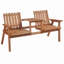 Banc de patio, banc de jardin avec table du milieu et trou pour parasol, banc d'extérieur en bois pour patio, porche, bord de piscine, balcon